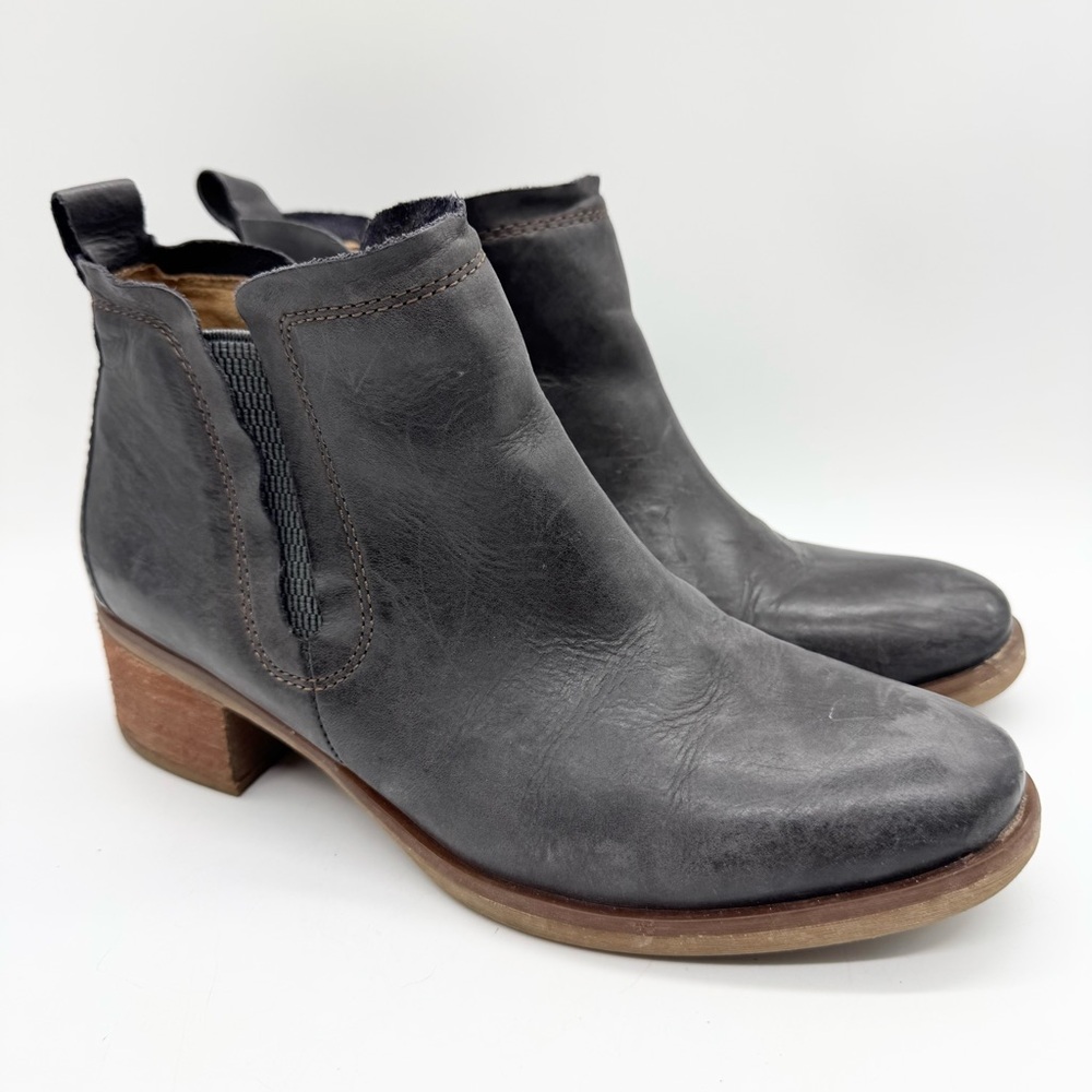 KORKS by Kork-Ease Tea Chelsea Booties Dark Grey‎ Stacked Heel Minimalist Office